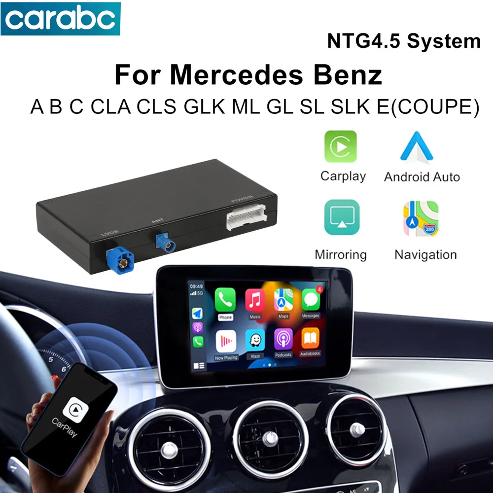 CARABC For Mercedes Benz A B C CLA CLS GLA GLK SLK ML GL NTG4.5/4.7 System Wireless CarPlay Adapter Android Auto Module