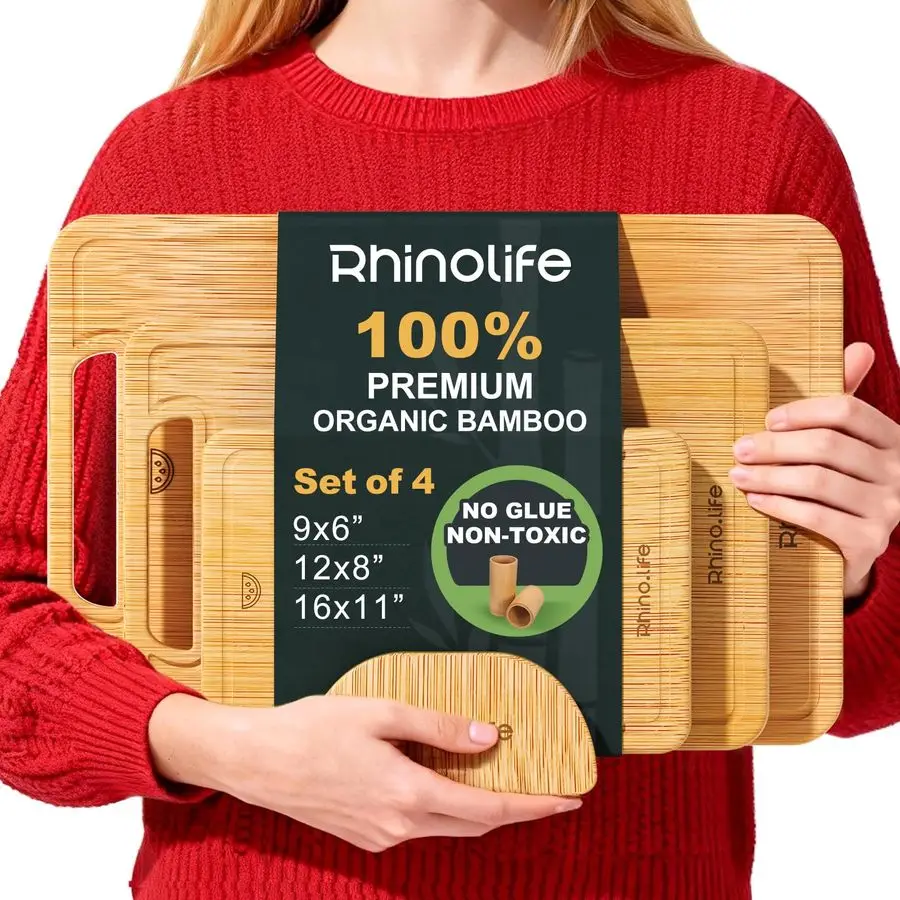 

и нетоксичный усилитель, полностью органический набор разделочных досок из бамбука, 3 упаковки, без клея, без пластика, паз для сока, резка из нержавеющей древесины