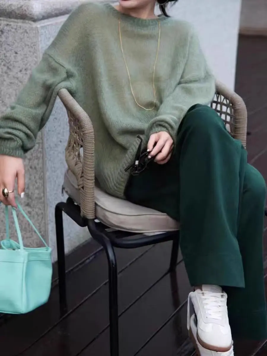 여성용 스웨터 단색 가을 겨울 한국 패션 심플 소프트 캐주얼 니트 여성 스웨터 오피스 레이디