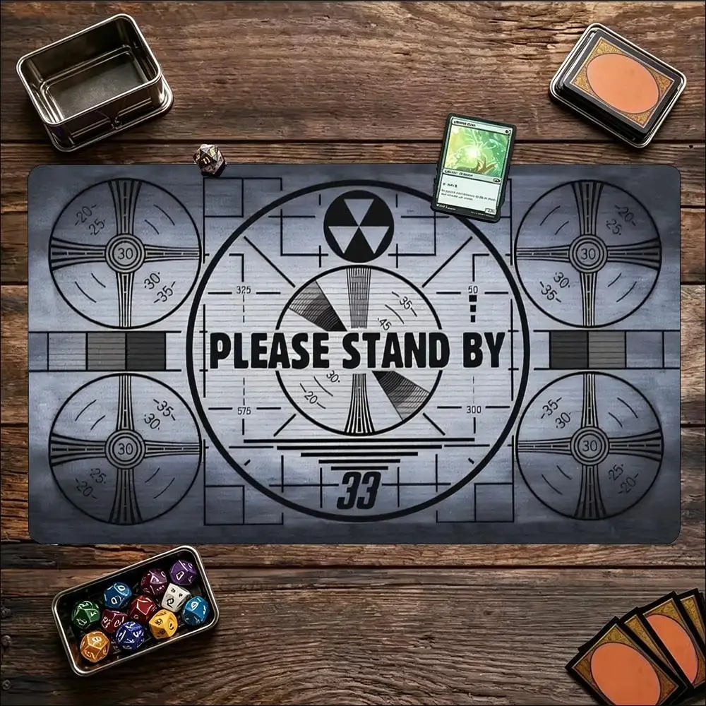 Retro Please Stand By Static TV Playmat Glitch Large Gaming Desk Mat Extended Mouse Pad for Nostalgic Retro Memories Gamers