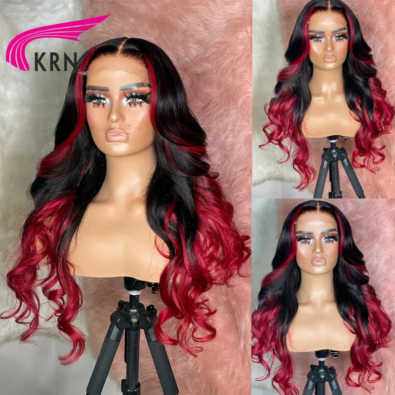 Braziliaanse Remy Golvend Rode Hoogtepunt 13X6 Diepe Deel Pruiken Menselijk Vrouwen Haar Gekleurde 13X4 Lace Front Menselijk Haar pruiken Rood 180% Dichtheid