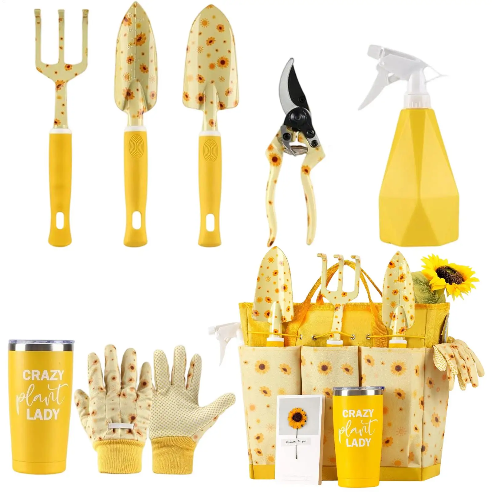Gardening Tools Set Including Garden Shear Claw Gardening Gloves Cultivator Transplant Trowel Soil Scoop Outdoor Planting Tools