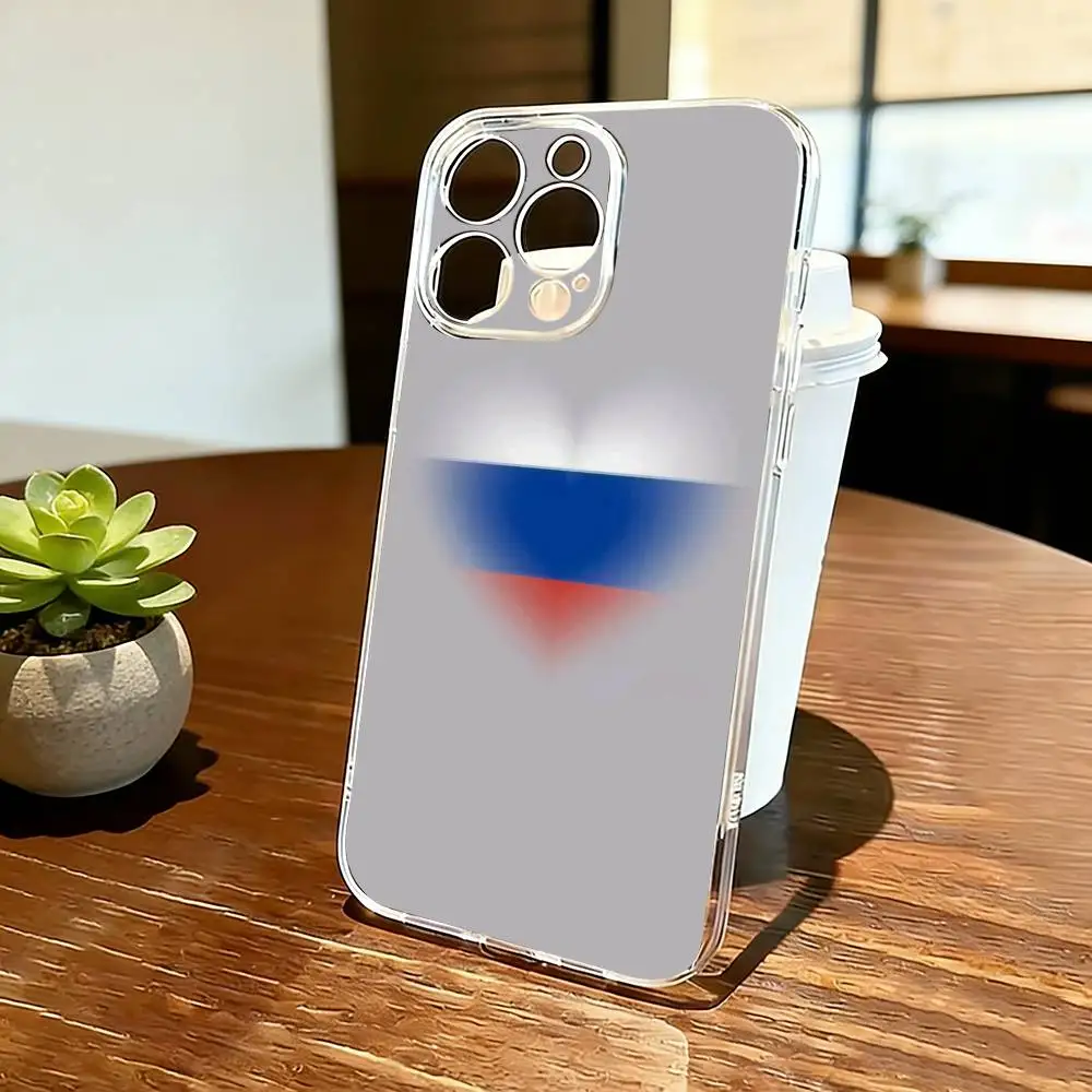 Russia F-Flag Phone Case Transparent Silicone Soft For iPhone 17 16 15 14 13 12 11 Mini Pro Max Plus