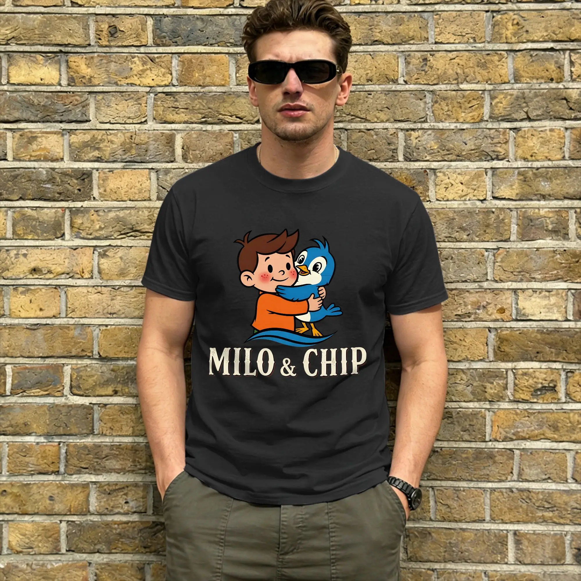 Milo And Chip T-Shirt Summer  Harajuku T Shirts Men's Cotton O Neck Plus Size Tees Short Sleeve Y2K Retro Tops