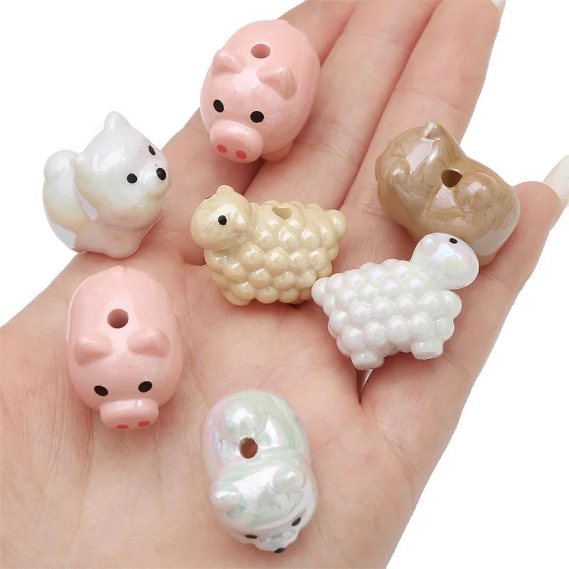 1pcs Acrylic Animal Dogs Pigs Sheeps Beads Charms Loose Bead for Keychain Bracelet Necklace DIY Jewelry Making Accessories