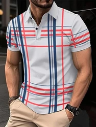 2023 New Summer High-end Mesh Positioning Printed Lapel Button High-end Casual Style Men's POLO Shirt Short Sleeve