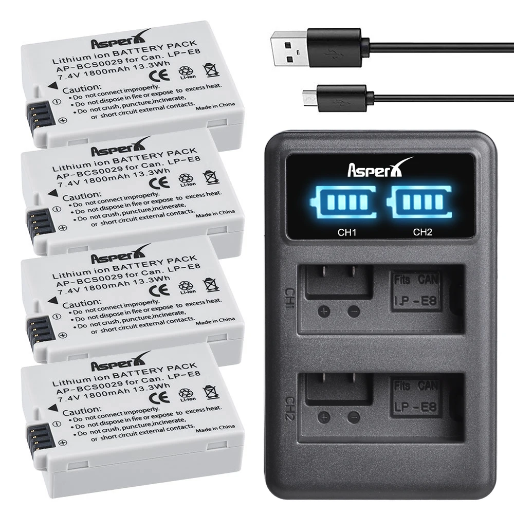 LP-E8 Li-ion Battery LP E8 LPE8 Bateria  +Dual Charger For Canon EOS 550D 600D 650D 700D Rebel T2i T3i T4i T5i X4 X5 X6i X7