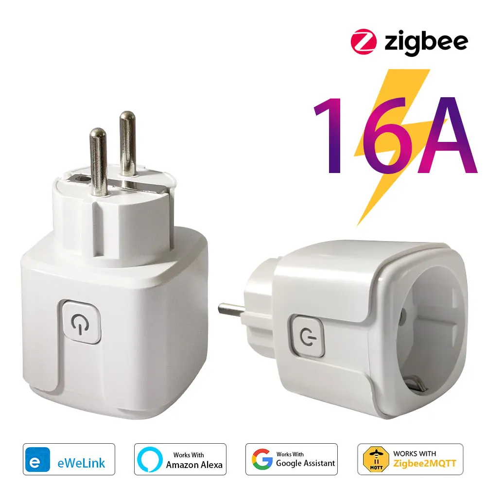

Умная вилка Ewelink Zigbee3.0, розетка EU 16A, монитор мощности, функция синхронизации, голосовое управление, работа с Alexa Google Home Yamdex