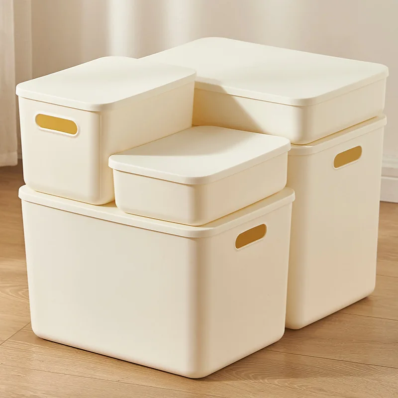 Japanese-Style Desktop Storage Box with Lid Cosmetic Organizing Box Household Storage Box Sundries Basket Plastic Clothes Storag