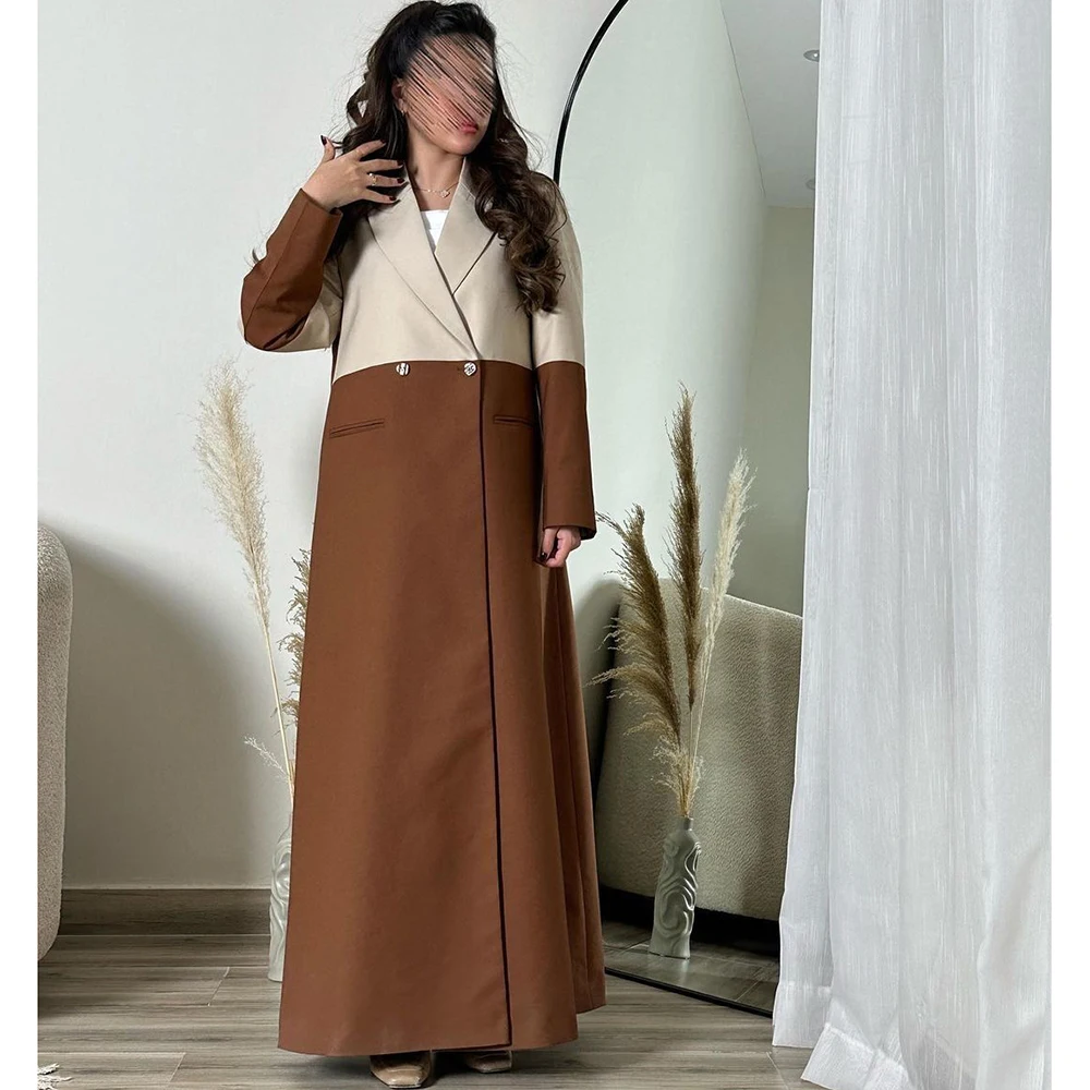 

Elegant Dubai Women Abayas Luxury Jacket Blazer 1 Piece Double Breasted Peak Lapel High Quality Muslim Female Clothing Outfits