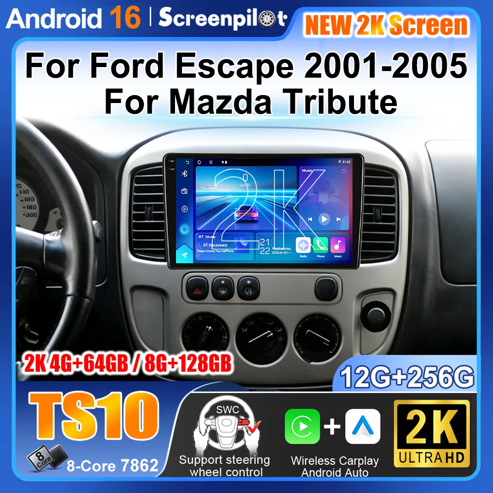 Car GPS Android 16 For Ford Escape 2001 2002-2005 For Mazda Tribute Car Radio Multimedia Video Player Navigation Stereo GPS WIFI