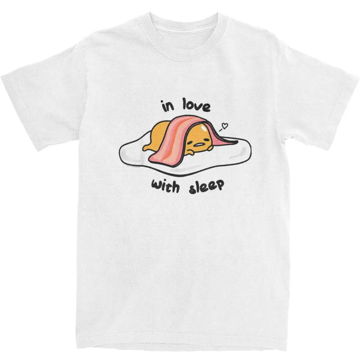 Gudetama In Love With Sleep Pure Cotton T Shirts Novelty Tee Shirt for Man Summer Y2K Fun Pattern Short Sleeve Top Tees