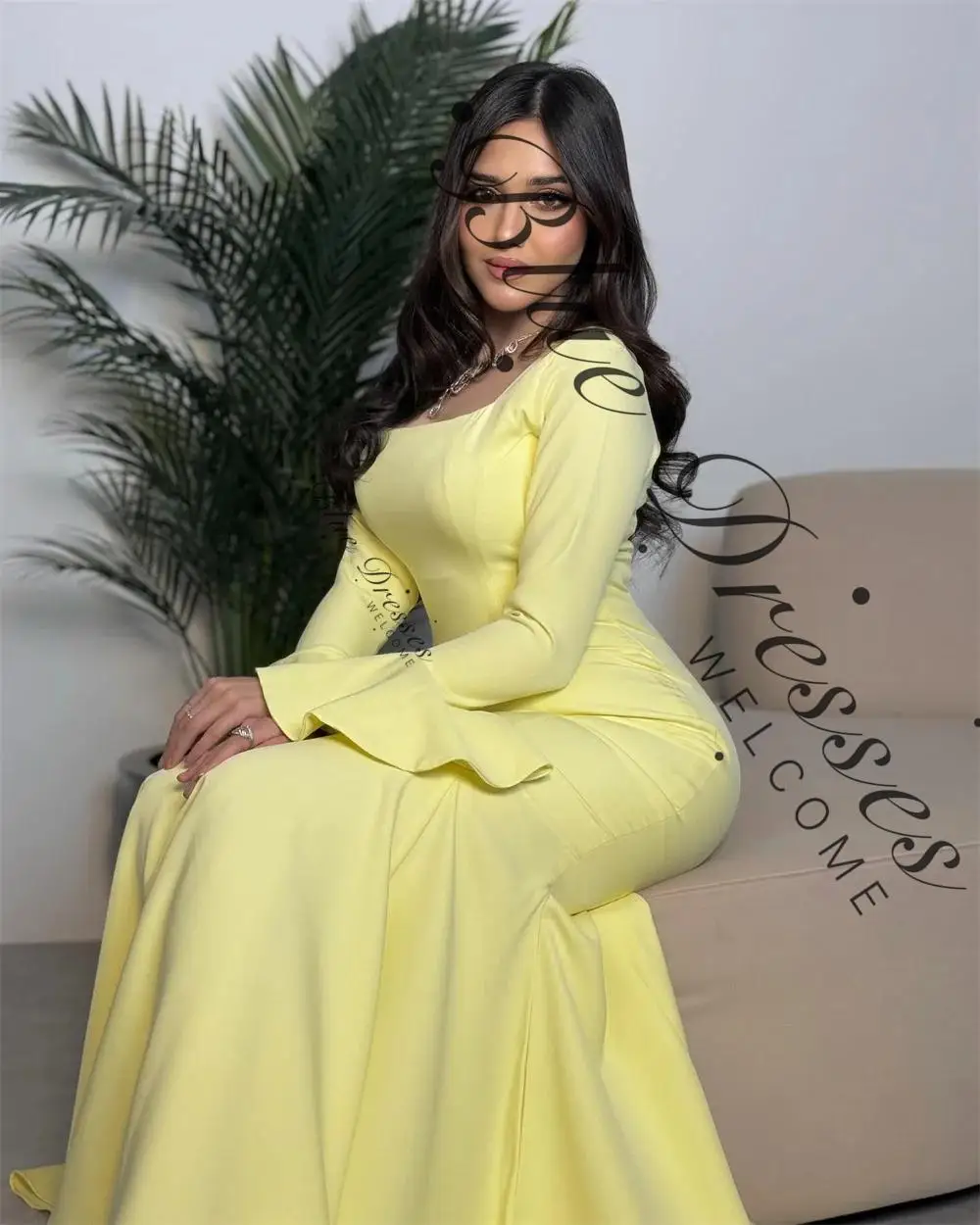 customized Pleat Strapless Mermaid Formal Prom Gown Long Sleeve Classic Simple Prom Gown Customized Woman Long Party Dress New view 3