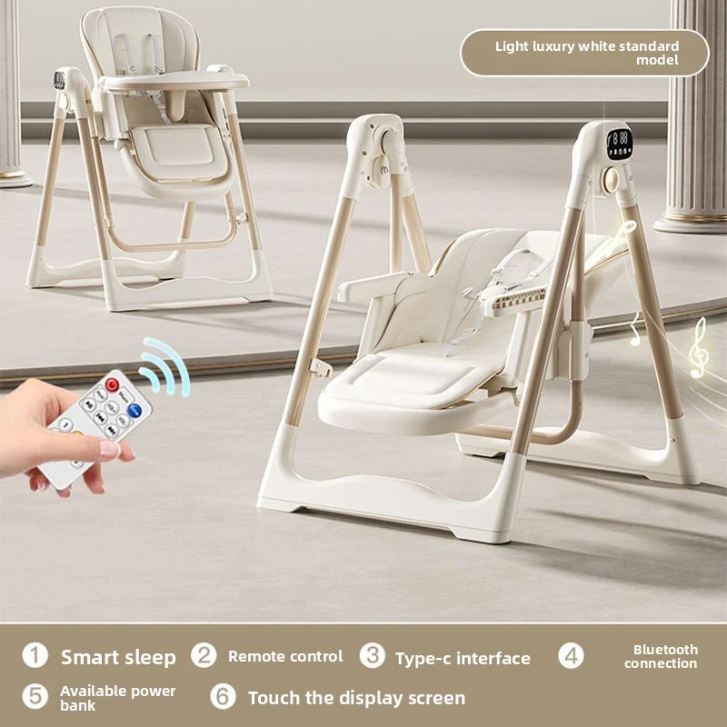 

Smart Baby High Chair with Bluetooth, Electric Rocker & Recliner, 6-in-1 Foldable Multi-use Feeding Chair for Newborn to Toddler