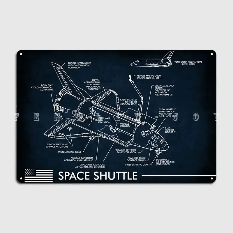 Space Shuttle Dark Metal Metal Sign Cinema Garage Bar Cave Designing Plates Tin Sign Poster