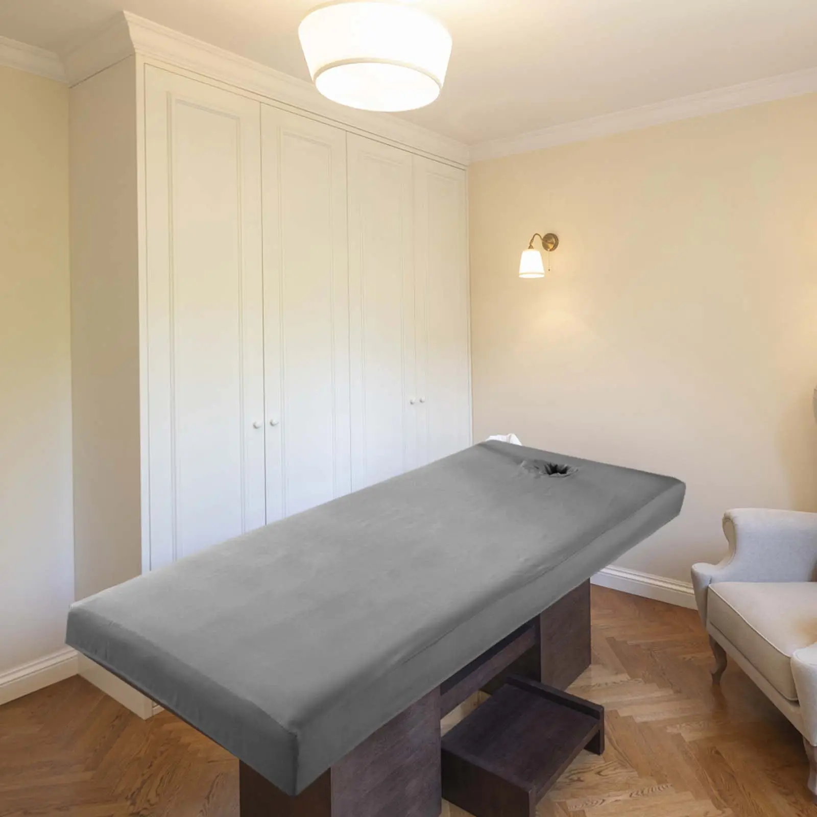 

Massage Bed Cover for Spa and Salon Washable High Class Knitted Cotton Sheet with Face Hole Nonslip Comfortable Breathable