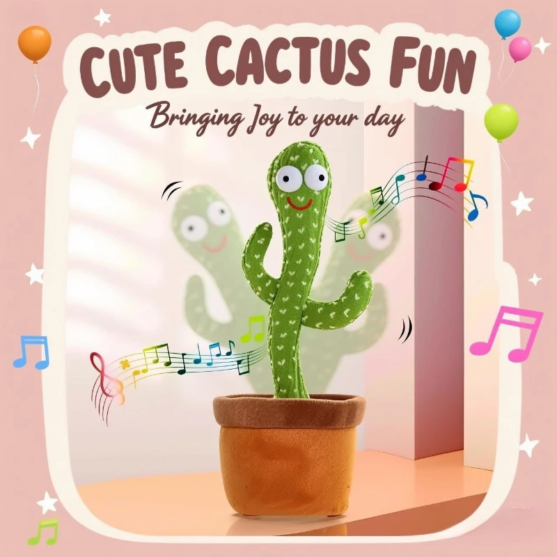 

Милая плюшевая игрушка-кактус, повторяющаяся говорящая поющая детская развивающая игрушка с USB-аккумулятором, музыкальная танцевальная игрушка-мимическая игрушка