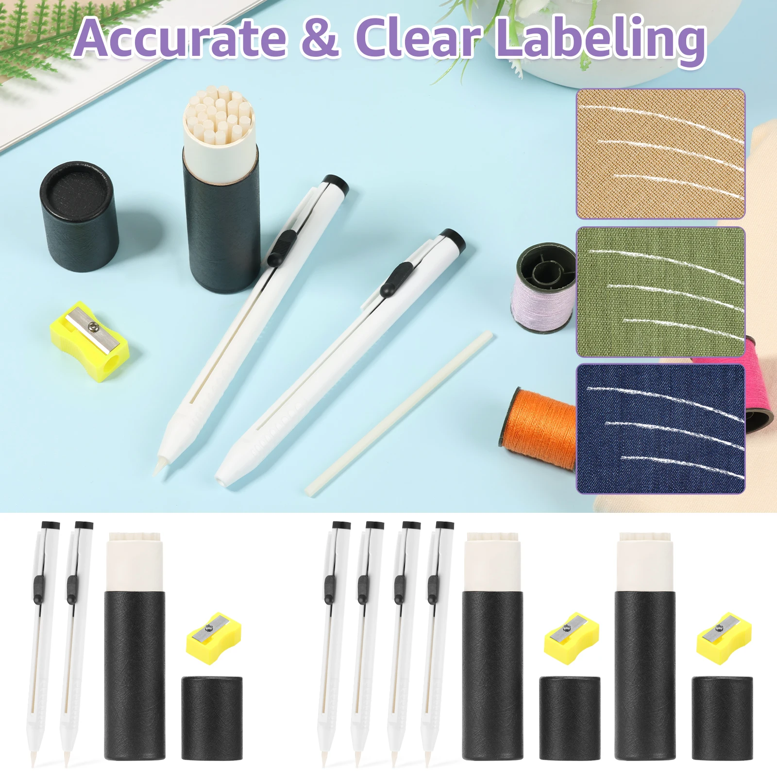28/56Pcs Tailors Chalk Pencil Replaceable Refill Vanishing Pencil Tool with Sharpener For Marking Fabric Patterns Tailors Pencil