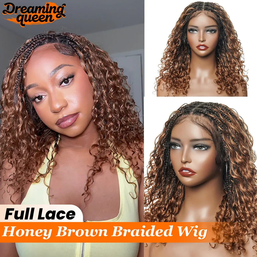 

Медово-коричневый гибкий полный кружевной плетеный парик в стиле бохо с завязками Invisi Dreaming Queen 180% коричневый вьющийся синтетический парик с эффектом омбре