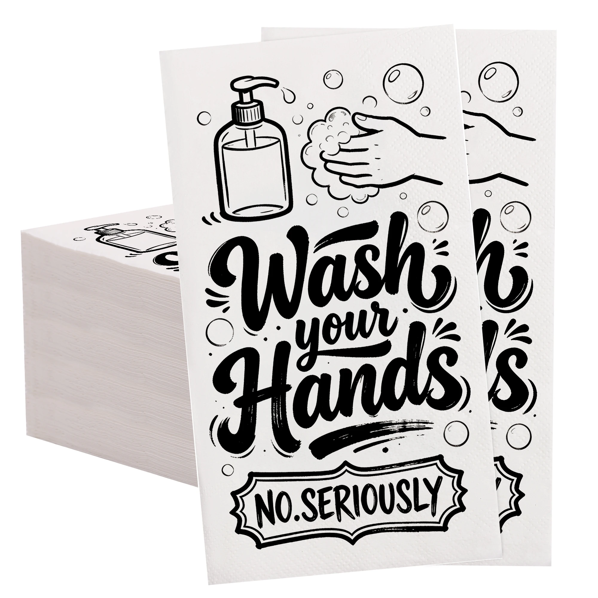 20Pcs Disposable Hand Towels for Bathroom, Wash Your Hands Bathroom Etiquette Guest Napkins for Wedding Birthday Holiday