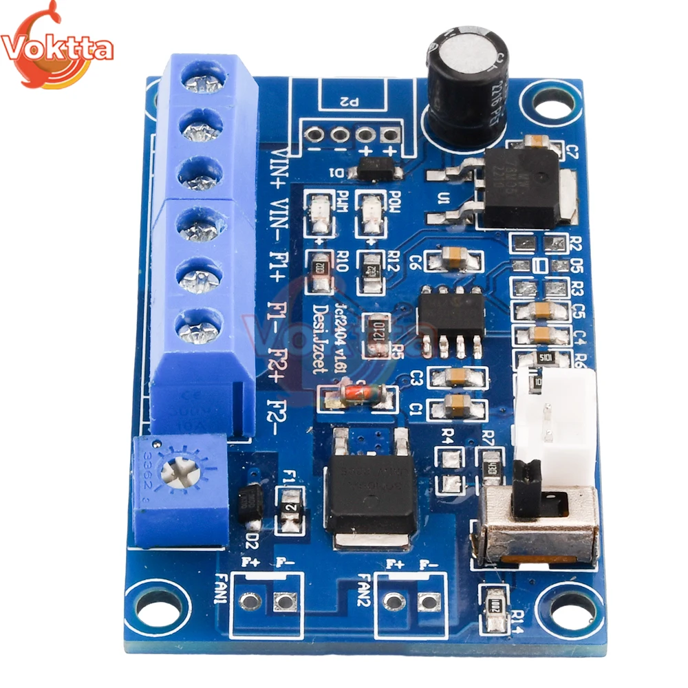 تيار مستمر 12 فولت 24 فولت 2 قناة PWM وحدة تحكم في سرعة المروحة 2/3/4 سلك سرعة المروحة محافظ وحدة الحد من الضوضاء NTC التحكم في مستشعر درجة الحرارة