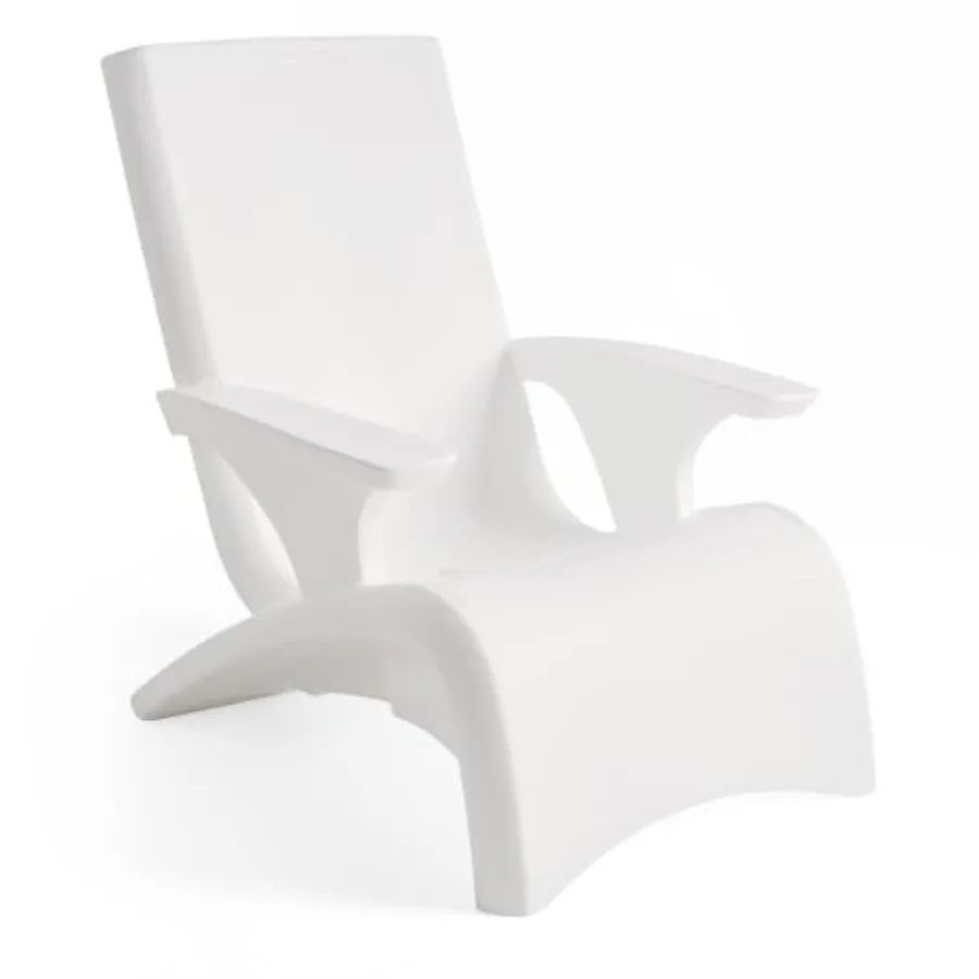 Poolside Adirondack chair, white polywood, fade-resistant and waterproof, weighted for stability in pools up to 9 inches, ideal
