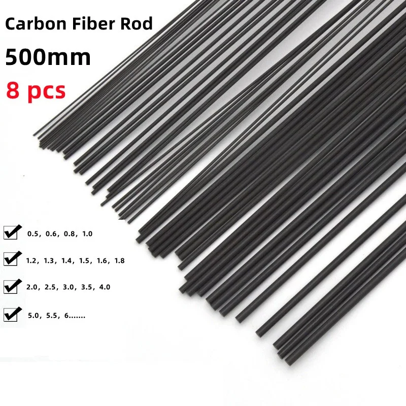 Comprimento 500 mm Hastes de Fibra Carbono para rc Avião Fosco Pólo Modelo Faça Você Mesmo Material de Aeronaves Peças