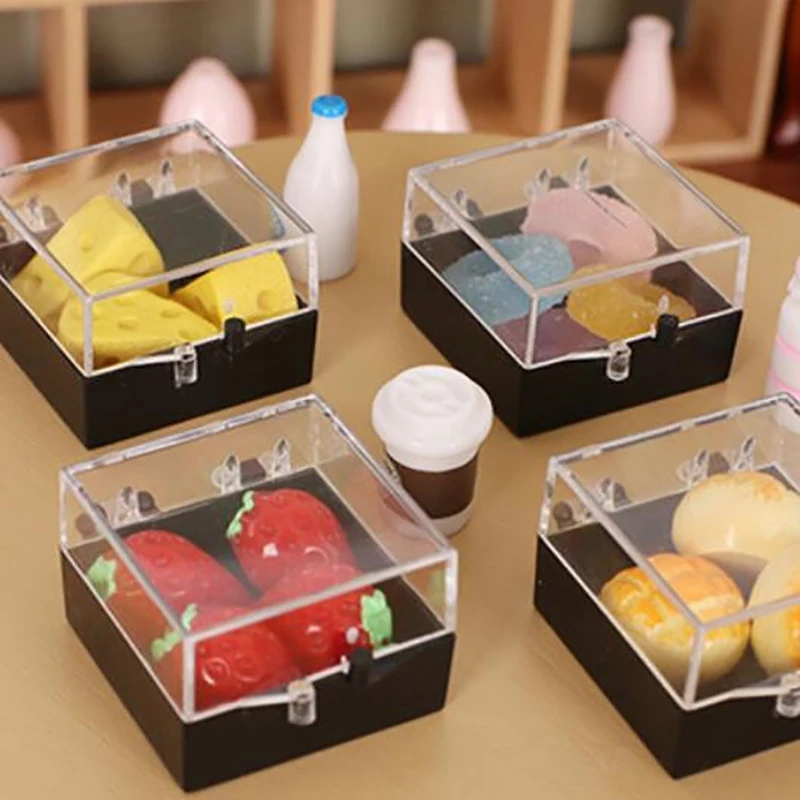 1 Set 1:12 Dollhouse Simulation Food Toy Fruit Strawberry Sushi Jam Food Box Model Toy Dollhouse DIY Decoration Accessories