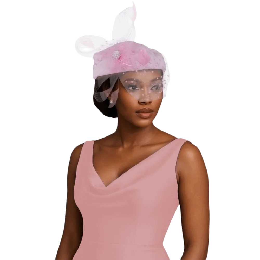 Chic Elegant Feather Mesh Fascinator Hat Polka Dot Veil Polyester Bridal Beret Ready to Wear Elegant Style Head Wrap Women