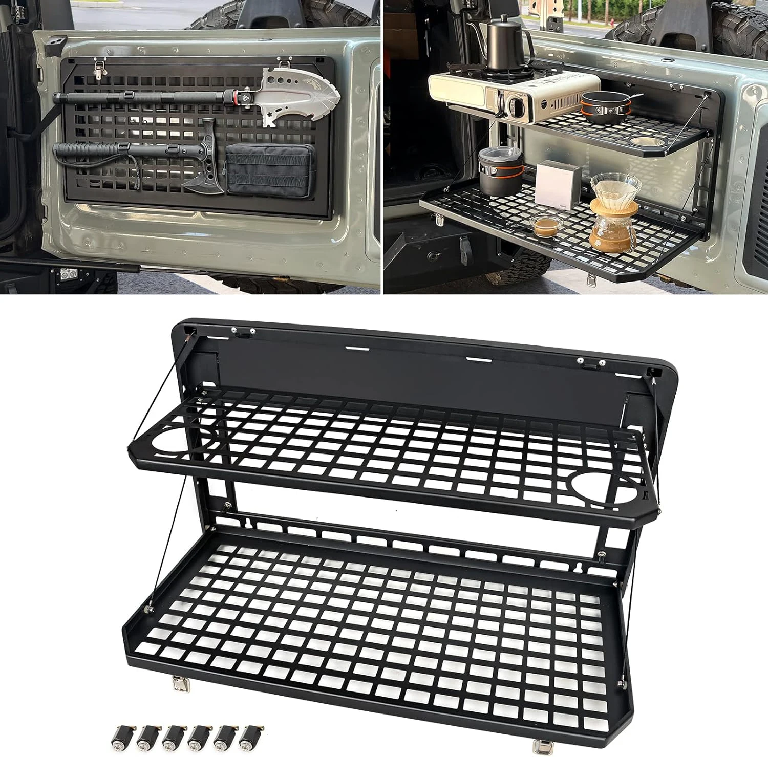 Bronco Tailgate Table Rear Foldable Cargo Shelf For Ford Bronco 2021 2022 2023 Aluminum Alloy Storage Shelf Molle Panel