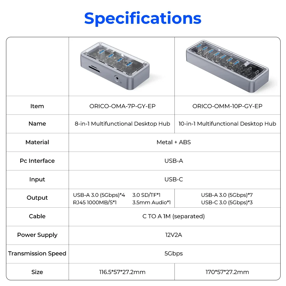 Imagem -05 - Orico-usb Hub em Divisor Metálico Adaptador Otg para Macbook Mac Laptop pc