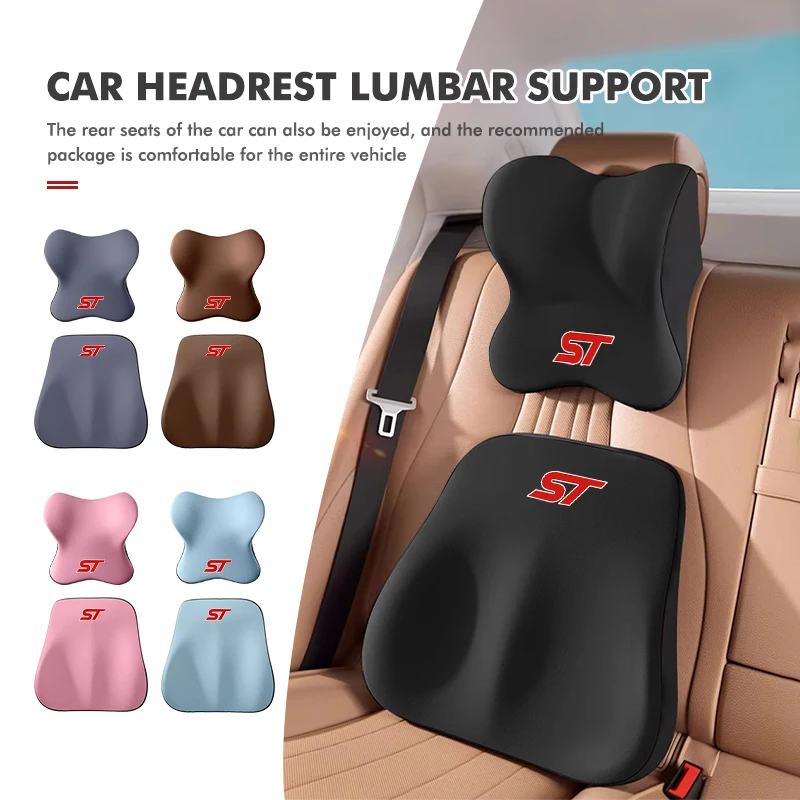 Car Headrest Pillow Neck Memory Lumbar Support Cotton Cushion For Ford ST Racing Performance Focus Mk2 Mk3 MK4 Fiesta Ranger