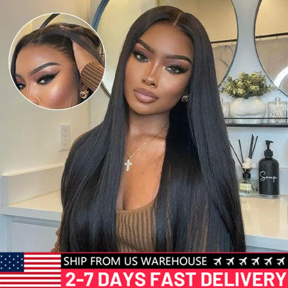 Straight Lace Closure Wigs Easy to Wear and Go 6x4 5x5 Glueless Pre Plucked Pre Cut Upgraded No Glue HD Lace Front Wig For Women