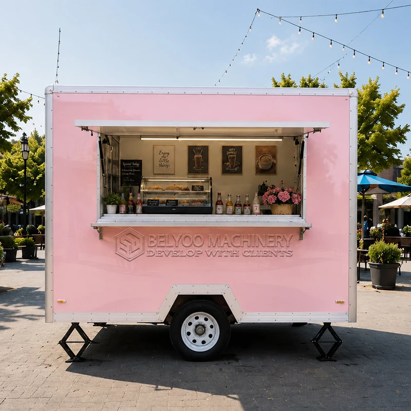Customizable Food Trailer Mobile Commercial Kitchen Concession Trailer Street Food Trailer with Stainless Steel Equipment