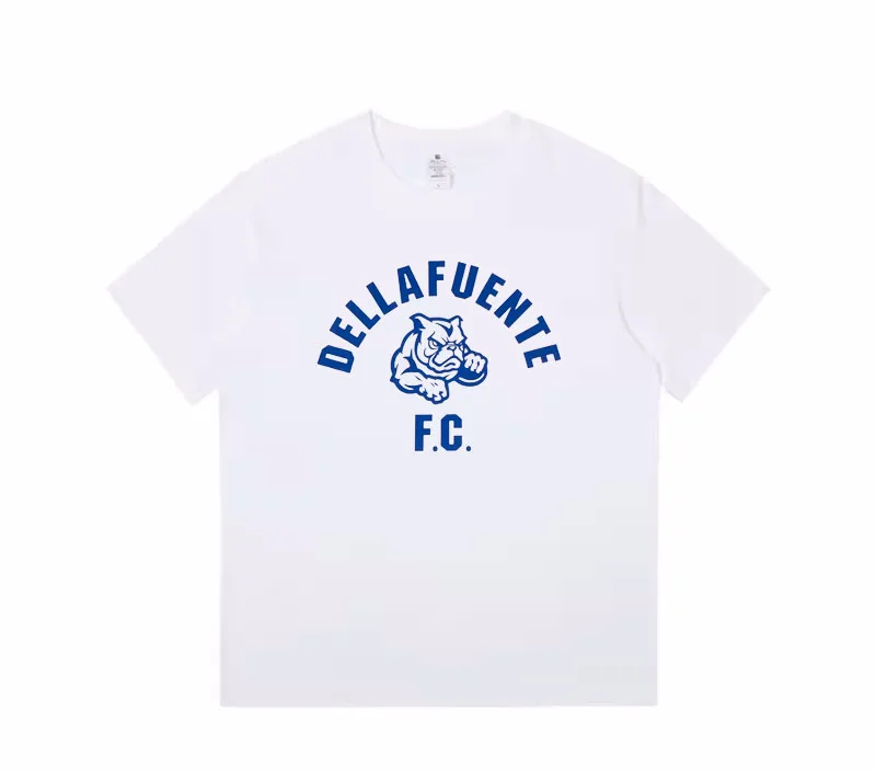 Dellafuente Summer Men\'s and Women\'s Pure Cotton Short sleeved DLFC Football Club mascot T-shirt Harajuku Unisex South Korea