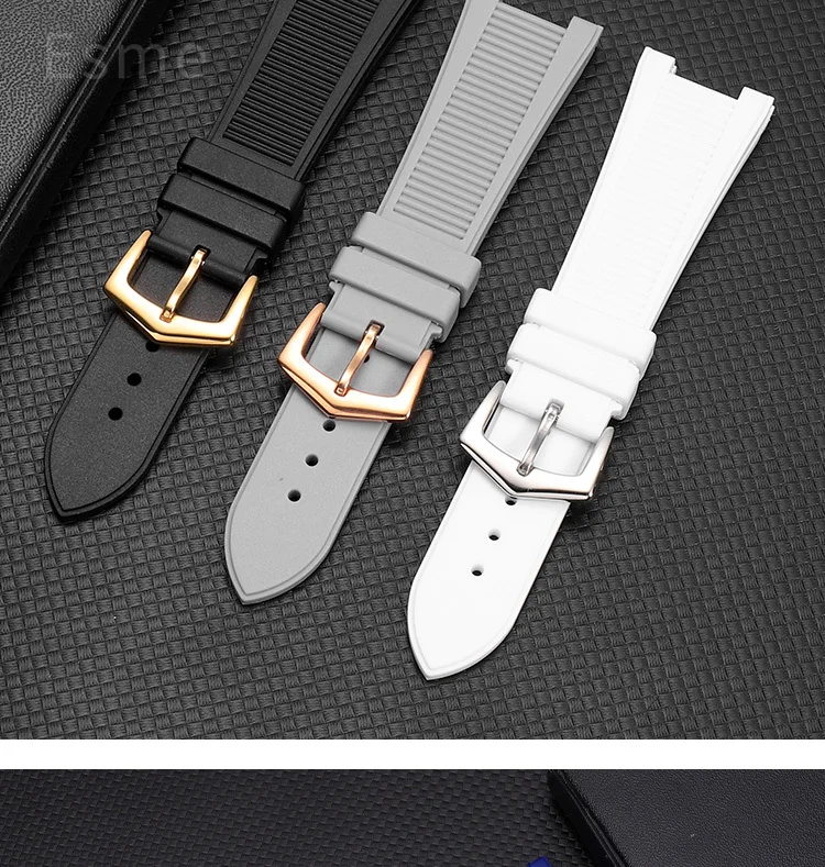 Notched Waterproof  Silicone Watch Strap for Patek Philippe Nautilus Series  5711 5712G Watch Accessories 25x13mm