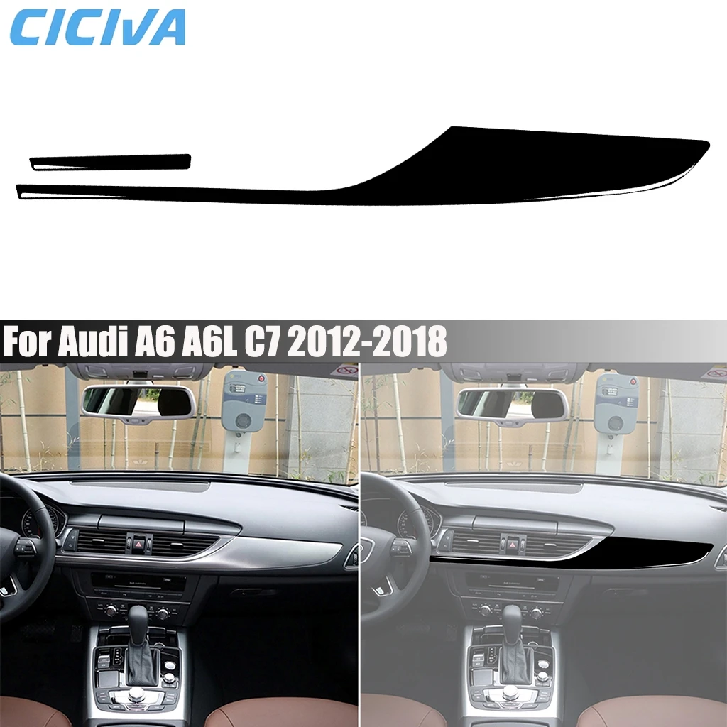 

Черные фортепиано, автомобильные аксессуары, панель приборной панели, декоративная внутренняя крышка, модифицированная наклейка на отделку для Audi A6 A6L S6 C7 2012-2018