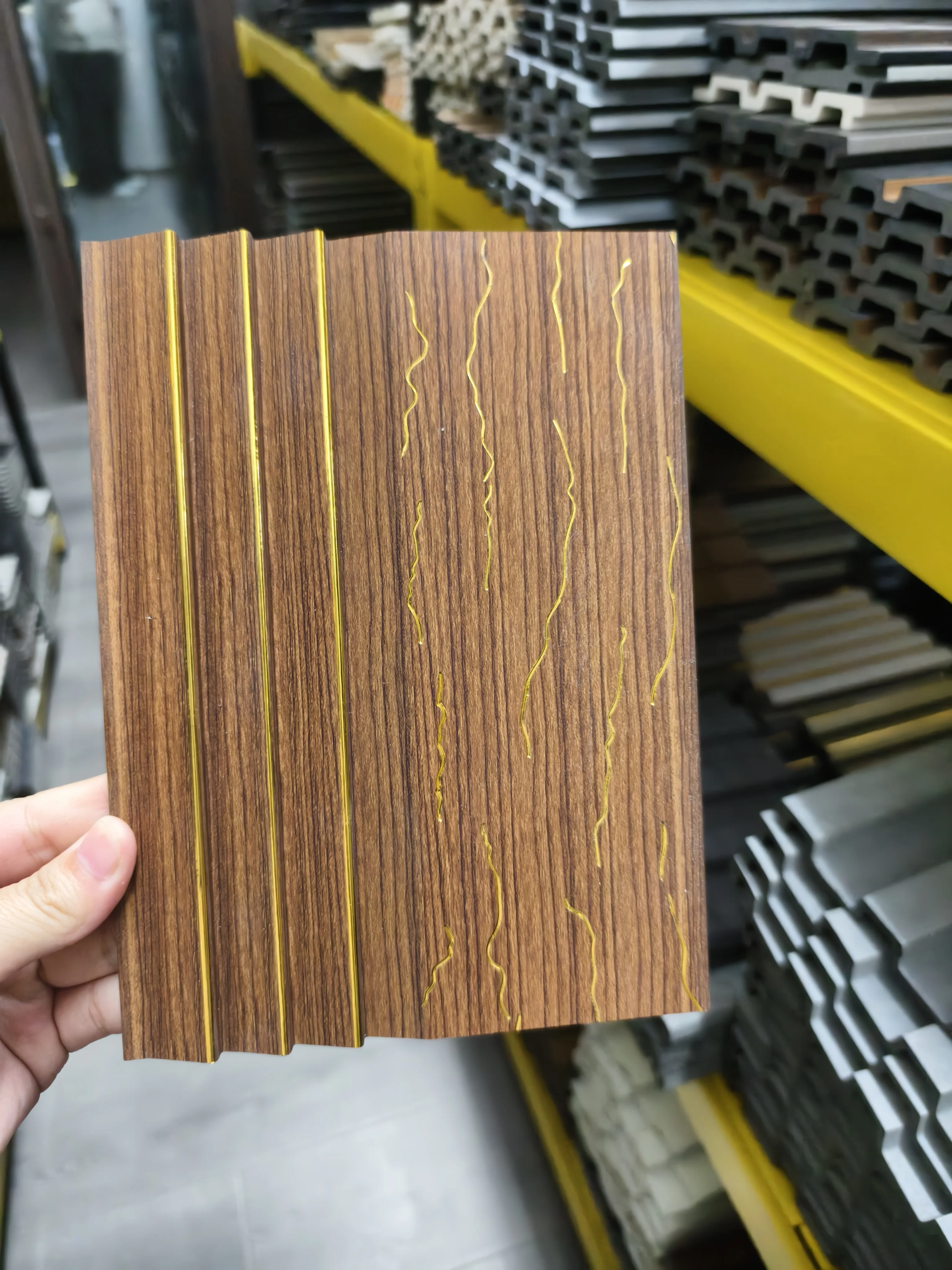 2026 Modern Waterproof Fireproof PVC WPC Wall Panel Wood Plastic Composite Fluted Slat Board for Indoorpromote sales