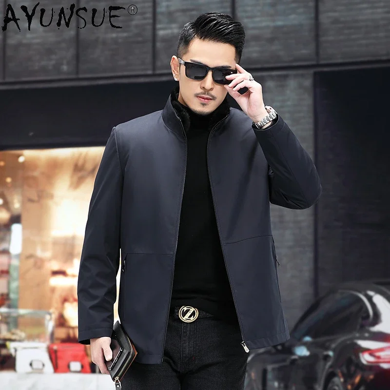 

AYUNSUE Warm Men's Fur Parka Winter Mink Fur Liner Jackets for Men Casual Standing Collar Parkas Men Fur Coat Chaqueta Hombre