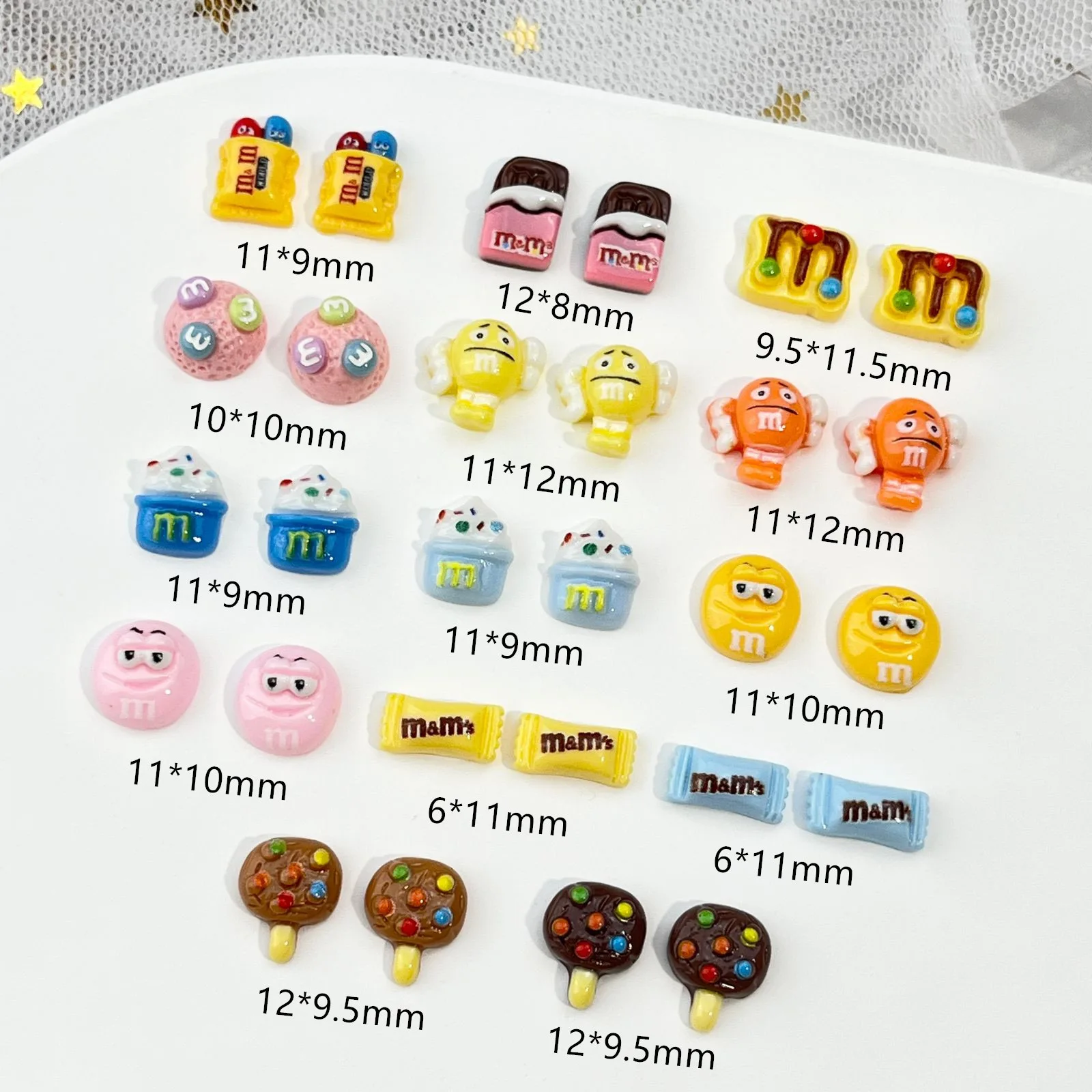 30pcs Colorful Resin Mini Cartoon chocolate candy beans， lollipop Nail Art Flat back Stone Scrapbook DIY Jewelry Decor Crafts