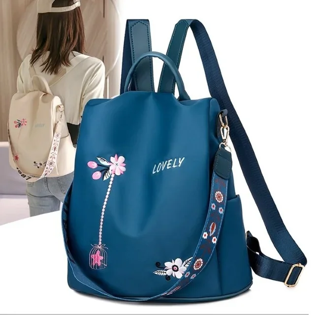 High Quality Oxford Women Backpack Elegant Floral Embroidery School Bags Waterproof Female Backpacks Teenage Girls