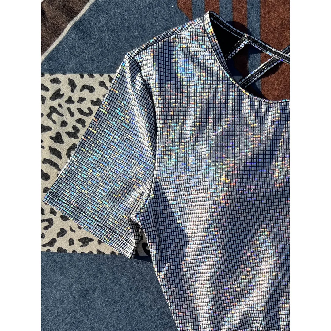 Karierter Bikini mit gekreuztem Rücken und kurzen Ärmeln, Damen-Badebekleidung, zweiteiliges Bikini-Set, Badeanzug, Damen-Badebekleidung, V4395 – Detail 11