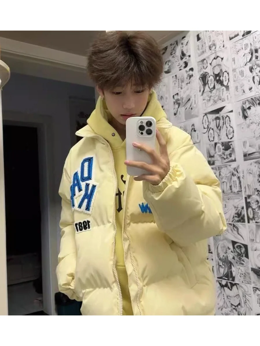 

plus Size Winter Cotton Jaet Women's Puffy Collar Versatile Bread Sle Coat Letter Print Design Casual Outerwear