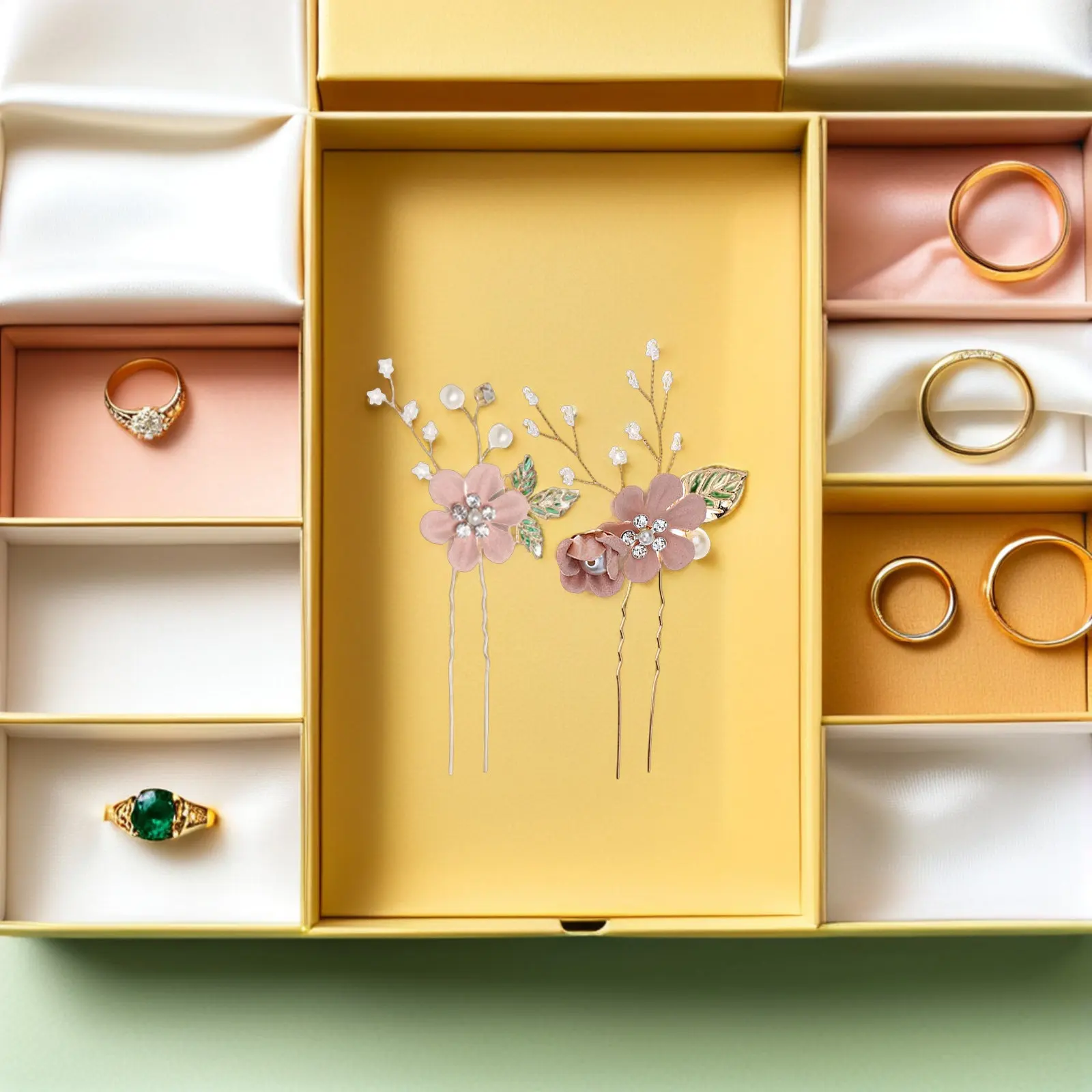 

2 шт. свадебных заколок для волос U-образной формы с тканевыми цветами, аксессуары для волос для невесты и подружек невесты, элегантные заколки для свадьбы