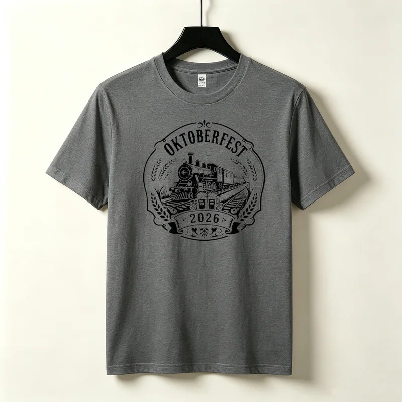 Oktoberfest 2026 T-shirt German Beer Festival Tee Vintage Train Badge Shirt White Black Navy Casual Cotton Streetwear Unisex Top