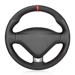Car Steering Wheel Cover Hand-Stitched Non-Slip Black Genuine Leather Suede For Peugeot 207 CC 2012 2013 2014 Car Accessories