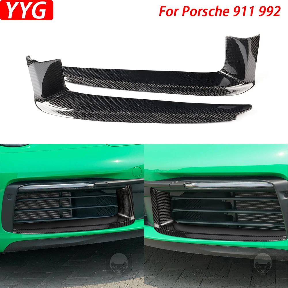 Carbon Fiber Front Lip Air Inlet Wind Blade Decorative Cover Car Accessories For Porsche 911 992 Carrera 19-22 Standard Model
