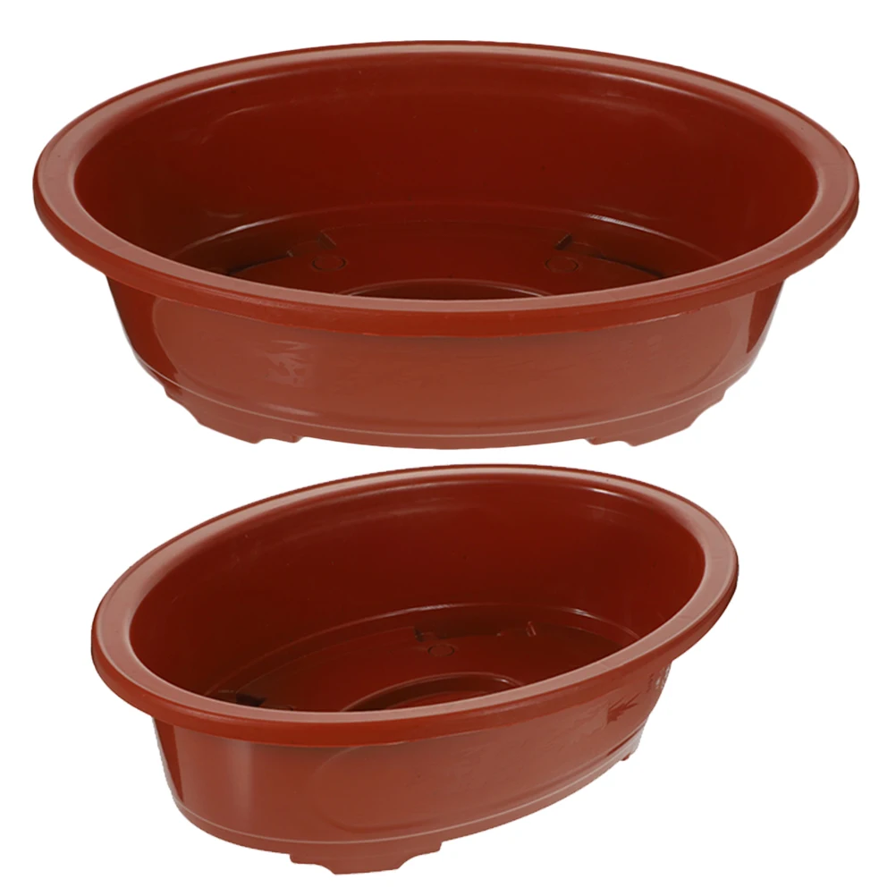 

2PCS Oval Plastic Bonsai Planter: Bonsai Training Pots Shallow Flower Pot Container 32+40CM For Indoor Plants Balcony Windowsill