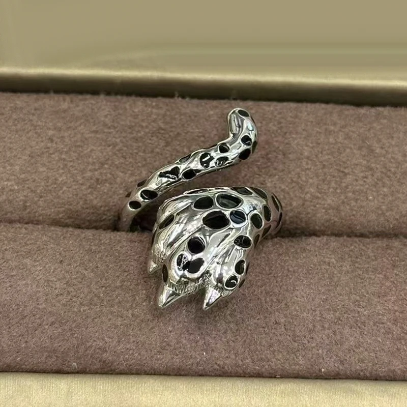 

Hot Cool Designer Real 925 Sterling Silver Open Ring Retro Leopard Print Smooth Claw Women Girl Luxury Party Fashion Jewelry New