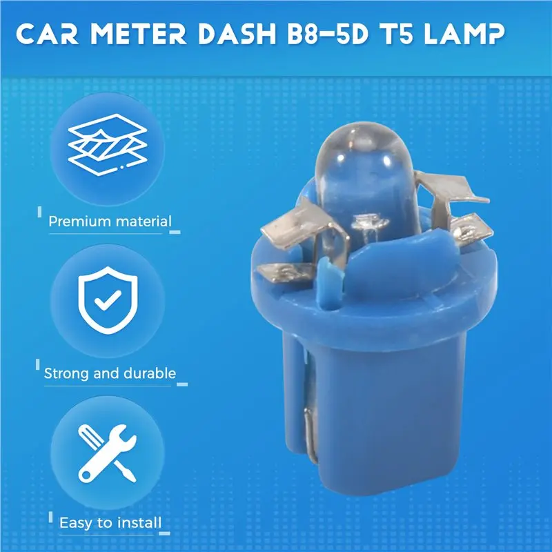 Superior-10Pcs LED Bulb Meter Dash B8-5D T5 Lamp With Holder Blue Tuning Auto Car Light